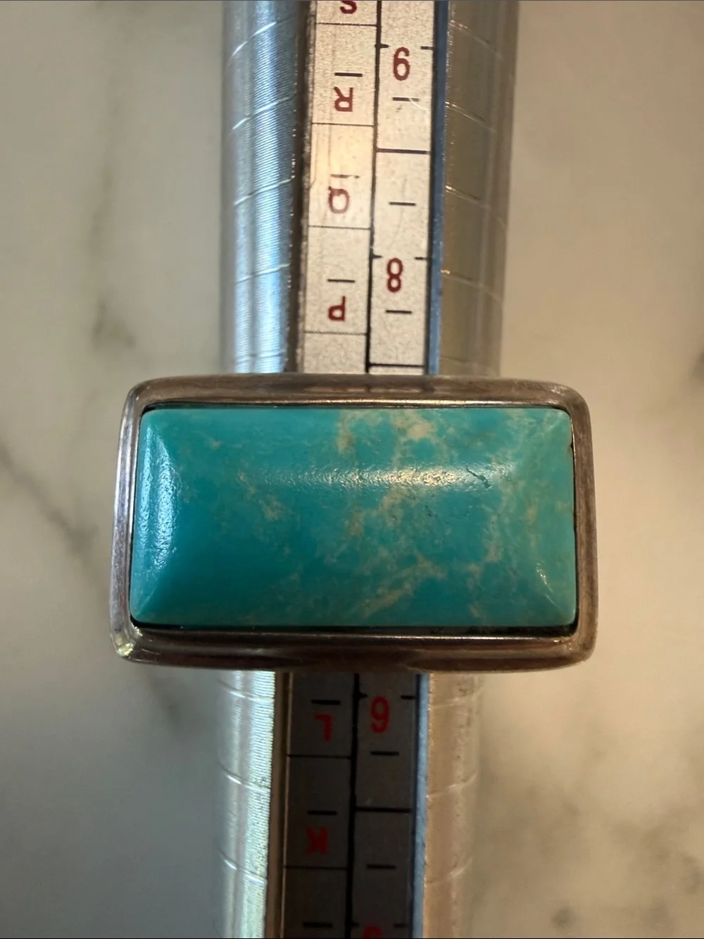 RLM Studios silver and turquoise ring, size 7.